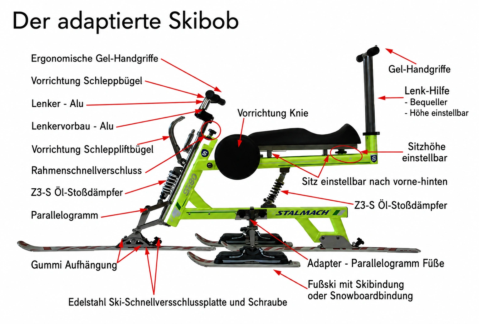 Aufbau eines Skibobs
